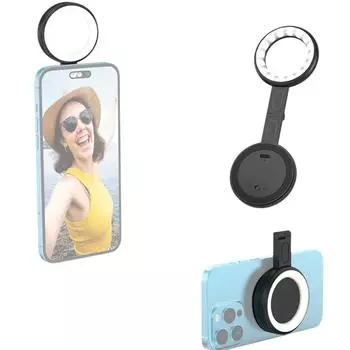 Магнитная светодиодная заполняющая подсветка для телефона, светодиодная видеолампа 2500K-9000K с регулируемой яркостью, встроенная белый