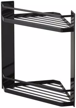 Магнитная угловая полка для ванной комнаты Yamazaki Jitsugyo, 2 яруса, черная, xx H34 см, плавающая полка для хранения в ванной, сушилка для белья 6624, прибл.. Ш22.5 Д22.5 чёрный