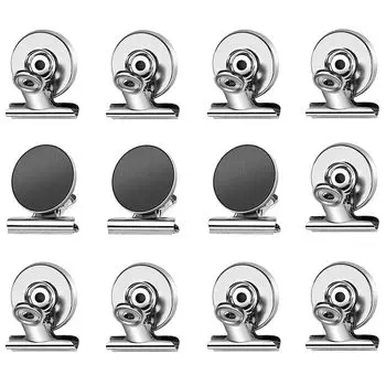 Магнитная упаковка суперсильных магнитных крючков для холодильника, липких файлов для писем, бумажных зажимов для хранения продуктов, для офисных принадлежностей, зажимов, 12, зажимов, зажимов, серебряный