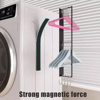 Магнитная вешалка для одежды, вешалка для белья, органайзер для вешалок, прочный держатель для вешалок из углеродистой стали, экономящий место в прачечной, организация и хранение Single Layer белый