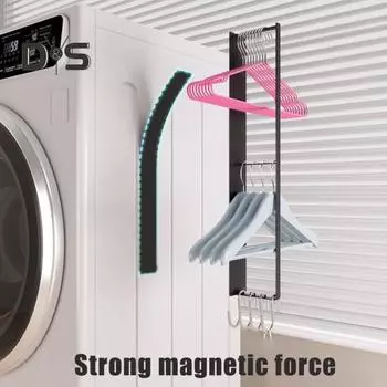 Магнитная вешалка для одежды, вешалка для белья, органайзер для вешалок, прочный держатель для вешалок из углеродистой стали, экономящий место в прачечной, организация и хранение вещей Single Layer белый