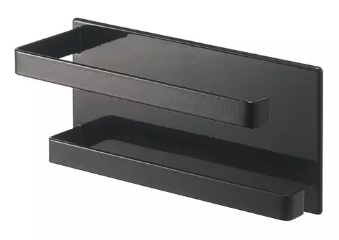 Магнитная вешалка для полотенец Yamazaki Jitsugyo 5394 для ванной комнаты, 2 яруса, черный цвет, приблизительно. W18XD6.2XH8.5cm Tower с крючком для хранения вещей в ванной комнате