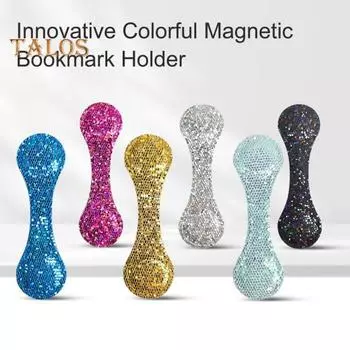 Магнитная закладка-клипса из искусственной кожи с блестками Магнитные закладки с блестками Скрепка для страниц Закладка для книг Сохранитель страниц синий