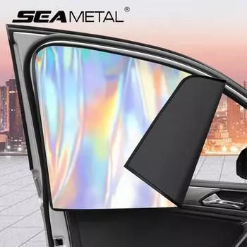 Магнитная занавеска для окна автомобиля SEAMETAL, защита от солнца для бокового окна автомобиля, солнцезащитный козырек от УФ-лучей, аксессуары для автомобильного солнцезащитного козырька 1 pair Rear window