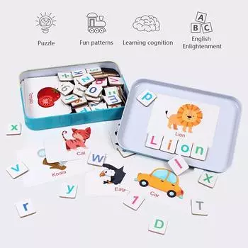 Магнитная железная коробка-головоломка, детские развивающие игрушки, алфавит, слово, игра-игрушка