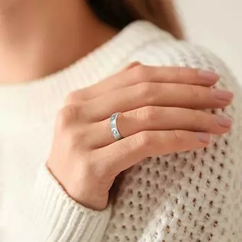 Магнитно-стимулирующее оздоровительное открывающее кристаллическое кольцо серебряный