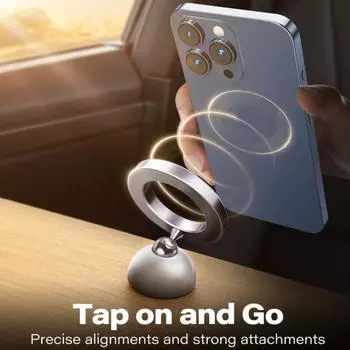 Магнитное автомобильное крепление для MagSafe, сверхсильный магнетизм, полностью металлический корпус, управление одной рукой на приборной панели телефона чёрный
