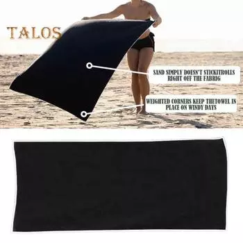 Магнитное банное полотенце, впитывающее полотенце для плавания с защитой от песка, быстросохнущее пляжное полотенце с магнитной застежкой для путешествий, кемпинга, походов чёрный