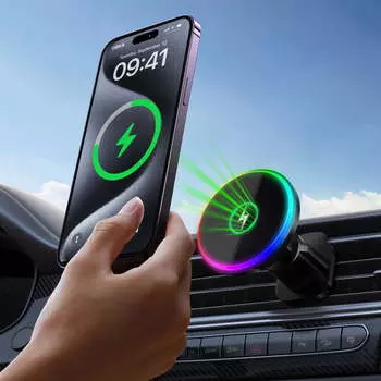 Магнитное беспроводное автомобильное зарядное устройство мощностью 15 Вт, держатель телефона на вентиляционную решетку/панель приборов, совместимое с автомобильным зарядным устройством MagSafe для iPhone 15, 14, 13, 12 Pro Max, черное