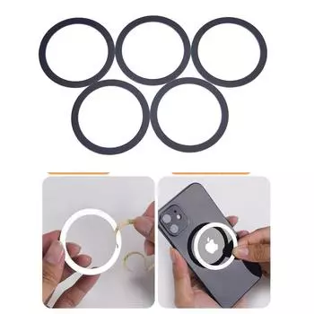 Магнитное беспроводное автомобильное зарядное устройство с металлическими кольцами, наклейка для беспроводного зарядного устройства Magsafe серебряный