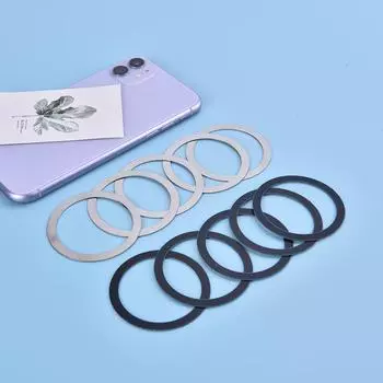 Магнитное беспроводное автомобильное зарядное устройство с металлическими кольцами, наклейка для беспроводного зарядного устройства Magsafe серебряный