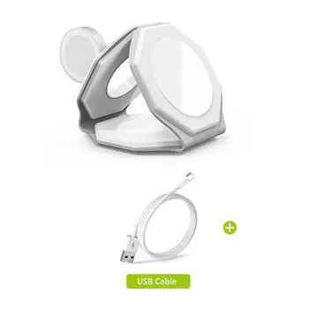 Магнитное беспроводное зарядное устройство 3 в 1, складная подставка для Iwatch Ultra/8/7, 15 Вт, быстрая беспроводная зарядка для Iphone 14 Pro/13/12 as picture белый