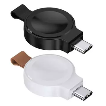 Магнитное беспроводное зарядное устройство для Apple Watch Type C, мини-портативная беспроводная зарядная док-станция для часов Apple Watch 8, 7, 6, 5, 4, 3, 2, 1 SE чёрный