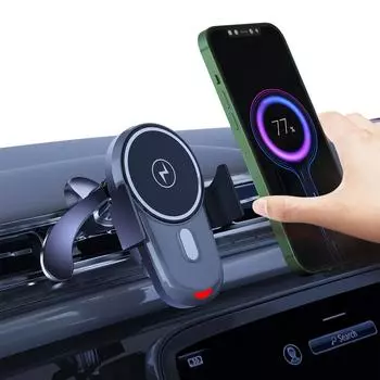 Магнитное беспроводное зарядное устройство для Iphone 14pro 14 13 12 Magsafe 15 Вт, автомобильный держатель с быстрой зарядкой, вращение на 360 градусов, крепление для вентиляционного отверстия as picture чёрный