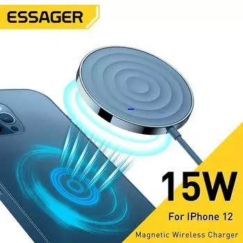 Магнитное беспроводное зарядное устройство Essager 15 Вт Qi для Iphone 12 Pro Max Mini Induction Fast Magic, адаптер для беспроводной зарядной панели as picture чёрный