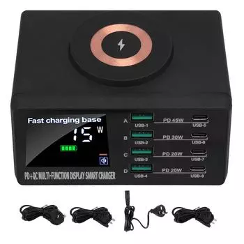 110 Вт магнитное беспроводное зарядное устройство QC3.0 PD45W Док-станция для быстрой зарядки для Android 100?240В AU Plug