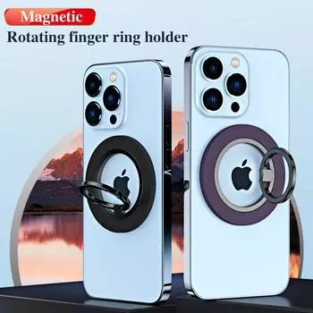 Магнитное кольцо из цинкового сплава с подставкой для смарт-покрытия, матовый однотонный телефон, сотовый телефон чёрный