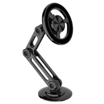 Магнитное крепление для телефона, подставка для смартфона Hands Free, сильная присоска, автомобильная навигационная подставка, телескопическая металлическая складная автомобильная зап... чёрный