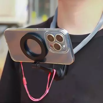 Магнитное крепление на шею POV/Vlog Selfie Phone Mount Регулируемый угол наклона Силиконовый держатель Hand Free для телефона Samsung Huawei серый