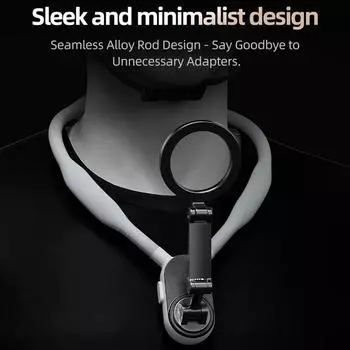 Магнитное крепление на шею POV/Vlog Selfie Phone Mount Quick Release Silicone Neck Holder для iPhone 15 14 13 12 Samsung Huawei Xiaomi серый
