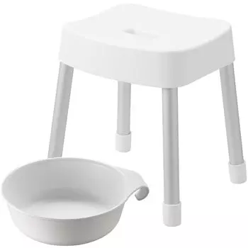 Магнитное кресло для ванны Yamazaki Jitsugyo, высота сиденья 35 см + ванна с магнитом и крючком [набор из 2 шт.] MIST для ванной комнаты, плавающее хранилище, белый цвет 1725 7322