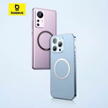 Магнитное металлическое кольцо Baseus, 2 шт., для iPhone 15, 14, 13, 12, 11 Pro Max Plus, магнит MagSafe для Samsung Xiaomi, беспроводная зарядная пластина