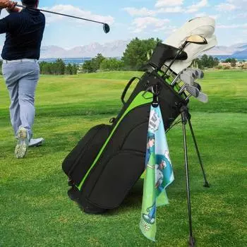 Магнитное полотенце для гольфа с мультяшным узором, вафельное полотенце для гольфа с карабином A