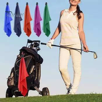 Магнитное полотенце для гольфа Салфетка для чистки мячей для гольфа Ткань с вафельным узором Аксессуары для гольфа Сумки для гольфа Тележки Клюшки 40x40cm чёрный