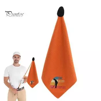 Магнитное полотенце из микрофибры для гольфа, быстросохнущая вафельная ткань с вафельным узором, салфетка для чистки мяча для гольф-клуба, аксессуары для гольфа, подарок для мужчин и женщин, игроку в гольф чёрный