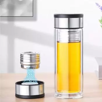 Магнитное стекло для мужчин, деловая двойная стеклянная антиожоговая дизайнерская фильтрующая чашка для чая, портативная герметичная чашка для чая 320-410ml