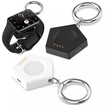 Магнитное зарядное устройство Беспроводная зарядная док-станция с брелоком Type-C/Micro Port для Oneplus Watch2 OPPO Watch X/4pro/3 Pro/3/2/SE белый