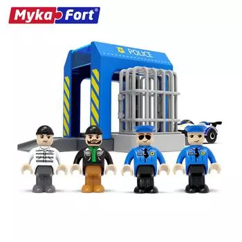 Магнитные аксессуары для серии полицейских машин, включающие в себя совместимую деревянную игрушку-трек с фигуркой полицейского 90329