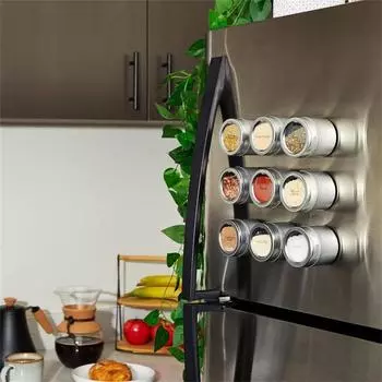 Магнитные банки для специй с настенной полкой, банки для специй из нержавеющей стали, контейнеры для специй с этикеткой для специй