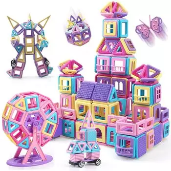 Магнитные блоки AMYCOOL 5,6 см, цвет макарон, 163 шт. Магнитные блоки, магнитные игрушки, модель, сделай сам, развивающие игрушки, 3D-головоломка, модель, сделай сам, строительные блоки