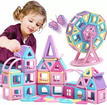 Магнитные блоки AOMIKS Магнитные игрушки Модель DIY Развивающие игрушки Строительные блоки 3D Большие магнитные строительные блоки для детей Девочек Мальчиков