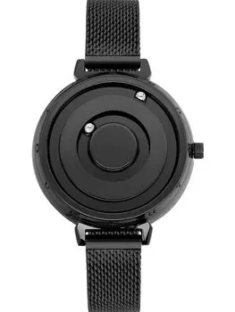 Магнитные часы кварцевые часы минимализм повседневные аналоговые стильные водонепроницаемые 36 мм черный циферблат черный ремешок из нержавеющей стали сетчатый ремень [EUTOUR] женские