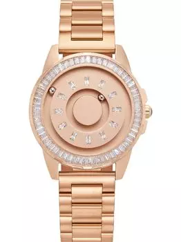 Магнитные часы с алмазным шарикоподшипником, кварцевые часы унисекс, минимализм, повседневные, водонепроницаемые, циферблат 40 мм, браслет из розового золота и нержавеющей стали розового золота