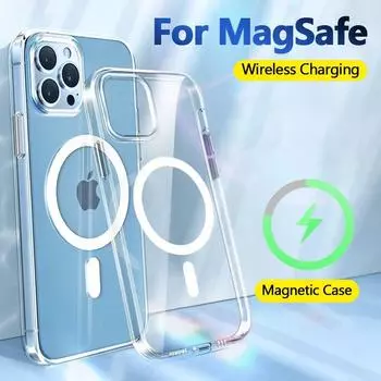 Магнитные чехлы для телефонов iPhone 14 13 12 11 Pro Max Mini для Magsafe, чехол с беспроводной зарядкой для iPhone 8 7 Plus XS XR X SE, чехол Fro iPhone 7 8 прозрачный