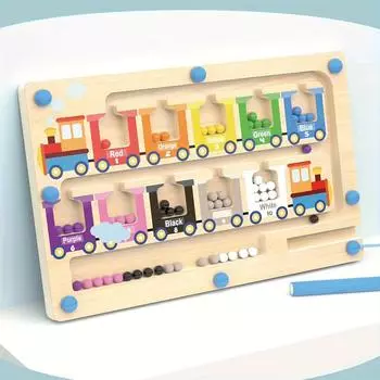 Магнитные деревянные игрушки-лабиринты в виде поезда - детские игры-головоломки с сортировкой по цвету и числам для развития мелкой моторики, идеальные подарки на дни рождения и Хэллоуин Train Maze