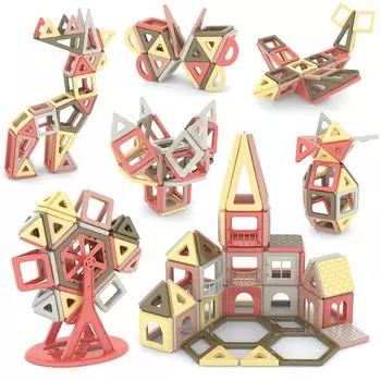 Магнитные игрушки AMYCOOL 156 шт. Магнитные блоки Новые цвета 3, 4, 5, 6 лет Девочки Мальчики Популярные подарки на день рождения Рейтинг строительных блоков Магнитные игрушки