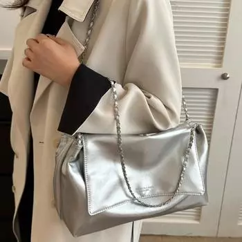 Магнитные кожаные сумки из искусственной кожи, сумки для подмышек, универсальная женская сумка на одно плечо с цепочкой