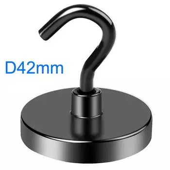 Магнитные крючки черного цвета D42 мм с эпоксидным покрытием, сверхпрочные, суперпрочные, подходят для дома, кухни, рабочего места, офиса, 66 кг D42mm