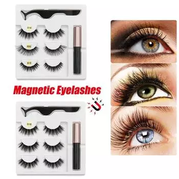 Магнитные накладные ресницы 3 двойные косы Beauty Eye Fashion Ручная роспись водостойкая подводка для глаз