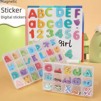 Магнитные наклейки с буквами алфавита и цифрами: Развивающие игрушки-холодильники для детей - английские буквы и цифры для обучения и занятий в детском саду