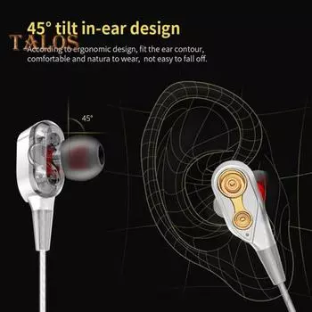 Магнитные проводные наушники с микрофоном с функцией шумоподавления, высокая четкость звука, сверхлегкие внутриканальные наушники эргономичного дизайна, спортивные вкладыши чёрный