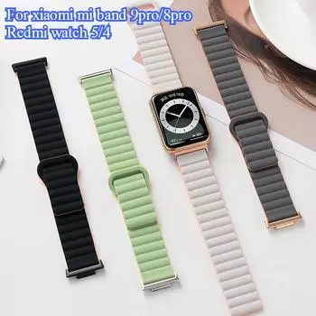 Магнитные ремешки для часов Redmi Watch 5 4 ремешка Smart WristBand спортивный браслет силиконовая петля для xiaomi mi band 9 pro 8 pro Аксессуары темно-синий