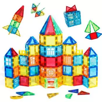 Магнитные строительные блоки для детей Магнитные плитки Развивающая игрушка для мальчиков и девочек 3, 4, 5, 6, 7, 8 лет Подарки на Рождество и день рождения