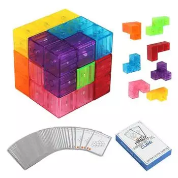 Магнитные строительные блоки Magic Magnetic Cube 7 шт. Магнитные кирпичи и 54 пазла для смарт-карт для прозрачный