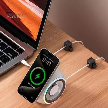 Магнитные зажимы для кабеля Держатель шнура Самоклеящийся Простая установка под столом Кабельный органайзер Держатель для проводов Держатель-органайзер 3pcs чёрный