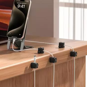 Магнитные зажимы для кабеля Держатель шнура Самоклеящийся Простая установка под столом Кабельный органайзер Держатель для проводов Держатель-органайзер 3pcs чёрный